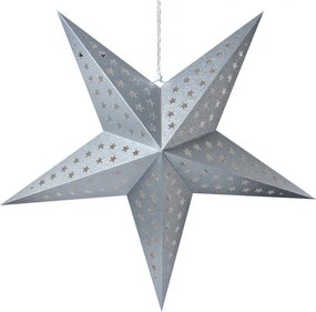 Strieborná závesná vianočná papierová hviezda XL - 90*20*90 cm