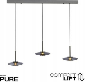 Paul Neuhaus Pure Vitrum 3-ramenné šedé, Comfort Lift, 2700K, Led