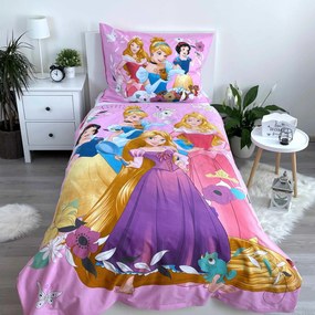 Jerry Fabrics Bavlnené obliečky 140x200 + 70x90 cm - Disney Princess Pink 02