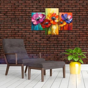 Obraz - Päť pestrofarebných kvetov (90x60 cm)