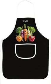 Kuchynská zástera Happy Veggie EMI, čierna