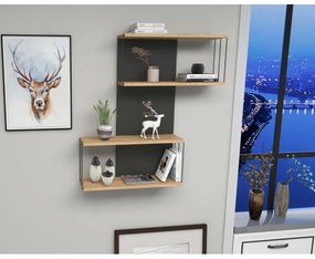 Nástenná polica DESTAN 96x65 cm antracit/hnedá