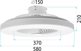 Toolight Toolight, LED stropné svietidlo s ventilátorom + diaľkové ovládanie APP1551-C, biela, OSW-05180