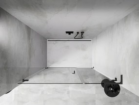 Mexen Lunar-B, L výklopné sprchové dvere ľavé 150 cm, 8mm číre sklo, brúsený grafit profil, 832SL-150-050-66-00-L
