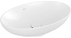 VILLEROY &amp; BOCH Loop &amp; Friends oválne umývadlo na dosku bez otvoru, s prepadom, 560 x 380 mm, Stone White, s povrchom CeramicPlus, 4A4700RW