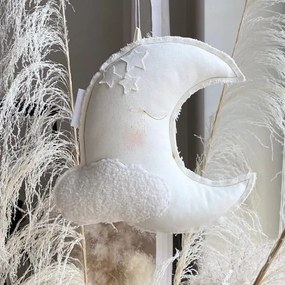 Závesná dekorácia mesiac biela 31x31x10cm