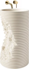 Rea Travena Round, voľne stojace umývadlo 410x410x860 mm, béžová-imitácia kameňa, REA-U3533