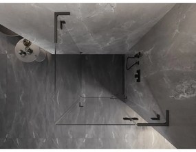 Mexen Lunar, L výklopný sprchový kút pravý 80 x 80 cm, 8mm číre sklo, profil grafit brúsený, 834L-080-080-66-00-P