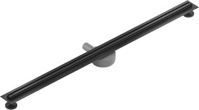 MEXEN Flat nerezový sprchový žľab s rotačným 360° sifónom 140 cm, vzor SLIM, čierna matná, 1741140