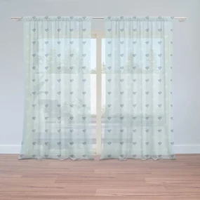 Sablio Záclony Srdce na modrej: 2ks 150x250cm