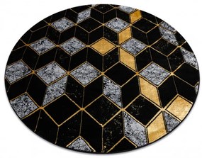 Dywany Łuszczów Kusový koberec Gloss 400B 86 3D geometric black/gold kruh - 120x120 (priemer) kruh cm