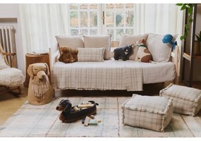 Krémový/šalviovozelený prateľný/ručne tkaný bavlnený koberec 90x120 cm Tartan Blue Sage – Lorena Canals