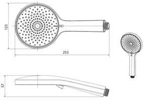 Sapho Sapho, Ručná masážna sprcha, 4 režimy, silikon trysky, priemer 123mm, chróm, 1204-10