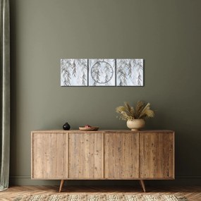 Obraz - Vŕbové vetvičky v modrom pozadí (s hodinami) (90x30 cm)