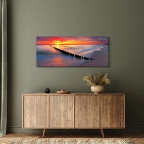 Obraz - Západ slnka, Baltské more, Poľsko (120x50 cm)
