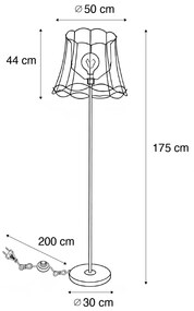 Retro stojaca lampa mosadz s rámom Granny čierny 45 cm - Kaso