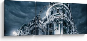 Obraz architektúry v tme (s hodinami) (90x30 cm)