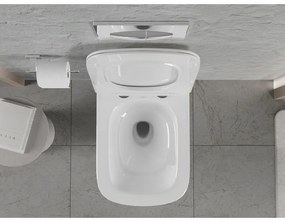 Mexen Riva, závesná WC misa 555x370x335 mm, Rimless Tornádo + WC sedadlo z duroplastu, biela lesklá, 30630200T