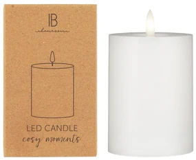IB Laursen LED stĺpová sviečka WARM FLAME SL 10 cm biela