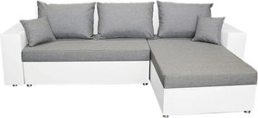 Rohová sedacia súprava Samba II, biela ekokoža/svetlo šedá látka