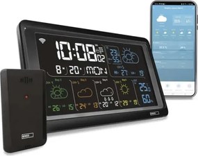 Meteostanica s LCD displejom GoSmart 230V/3xAAA Wi‑Fi Tuya čierna