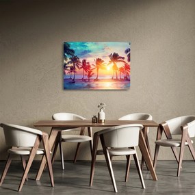 Sklenený obraz - Tropický západ slnka (70x50 cm)
