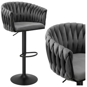 Barová stolička COFTON zamatová, grafitová / čierna