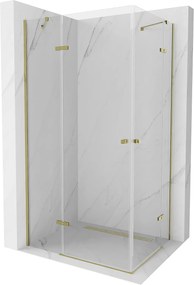 Mexen Roma Duo, sprchovací kút 100 (dvere) x 90 (dvere) cm, 6mm číre sklo, zlatý profil, 854-100-090-50-00-02