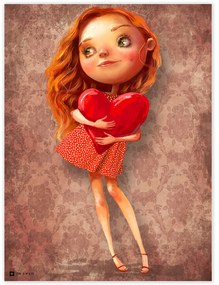 Obraz na stenu - Dievčatko so srdiečkom