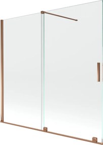 Mexen Velar, 2-krídlová posuvná vaňová zástena 170 x 150 cm, 8mm číre sklo, ružové zlato, 896-170-000-01-60