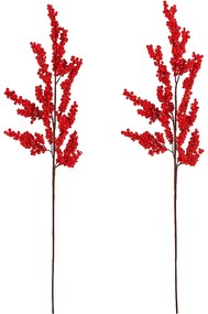 Súprava umelých vetvičiek Červené drobné bobule, 2ks, 70 cm