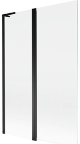 Mexen Mist L, 2-krídlová vaňová zástena 110 x 150 cm, číre sklo, čierny profil, 8A9L-120-011-70-00