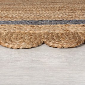 Flair Rugs koberce Kusový koberec Grace Jute Natural/Grey kruh - 160x160 (priemer) kruh cm