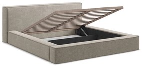 Čalúnená dvojlôžková posteľ taupe s úložným priestorom s roštom 160x200 cm Noho – Makamii