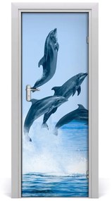 Fototapeta samolepiace na dvere skákajúci delfíny 95x205 cm