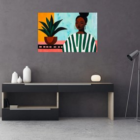 Obraz - Žena s kvetinou (90x60 cm)