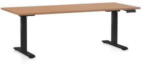 Výškovo nastaviteľný stôl OfficeTech D, 180 x 80 cm, čierna podnož, buk