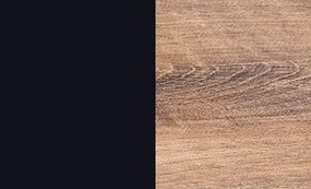 Široká nástenná vitrína Boston, čierna/dub ribbeck, s osvetlením