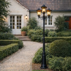 Vonkajšia lampa čierna 220 cm 3-svetlo IP44 - Havana
