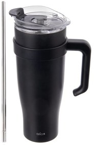 Čierny termo hrnček so slamkou 1,2 l Termo – Orion