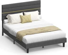 Rám manželskej postele VASAGLE pre matrac 140 x 200 cm, bridlicovo sivá RMB504G01