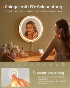 Toaletný stolík so zrkadlom a osvetlením v béžovej farbe