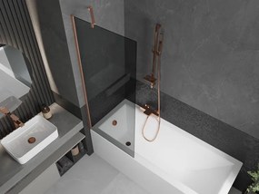 Mexen Next, 1-krídlová vaňová zástena 70 x 150 cm, 6mm šedé sklo, medená matná, 895-070-000-00-40-65