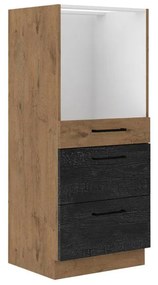 Kuchynská skrinka pod rúru so zásuvkami Woodline 60 DPS-145 3S BB, Farby: dub lancelot + dark wood