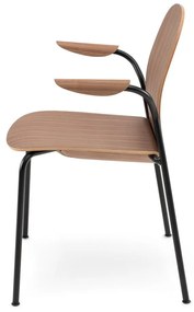 Koňakovohnedé/v prírodnej farbe jedálenské stoličky v súprave s podrúčkami/stohovateľné 2 ks v dekore orecha Book – Gazzda