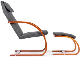 Fínske hojdacie kreslo s opierkou na nohy, sivé, ModernHome