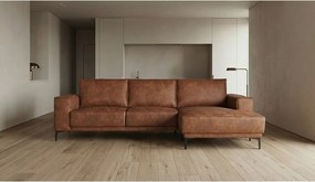 Koňakovohnedá rohová pohovka z imitácie kože (pravý roh) Copenhagen – Scandic