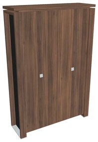 Vysoká šatníková skriňa Verno+ S 140 x 46 x 210 cm, orech / čierna