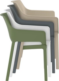 DORA záhradná stolička s podrúčkami olive green