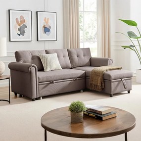 Rohová rozkladacia sedacia súprava Catini NESTA hnedá